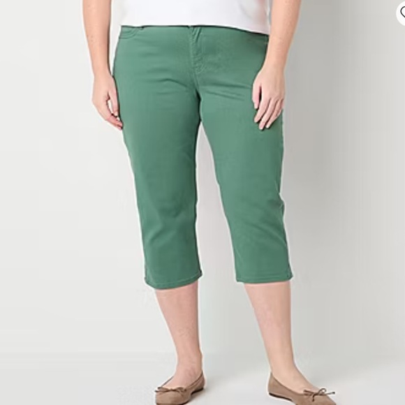 Liz Claiborne Sara Crop Mid-Rise Pants In English Rose - Picture 7 of 7